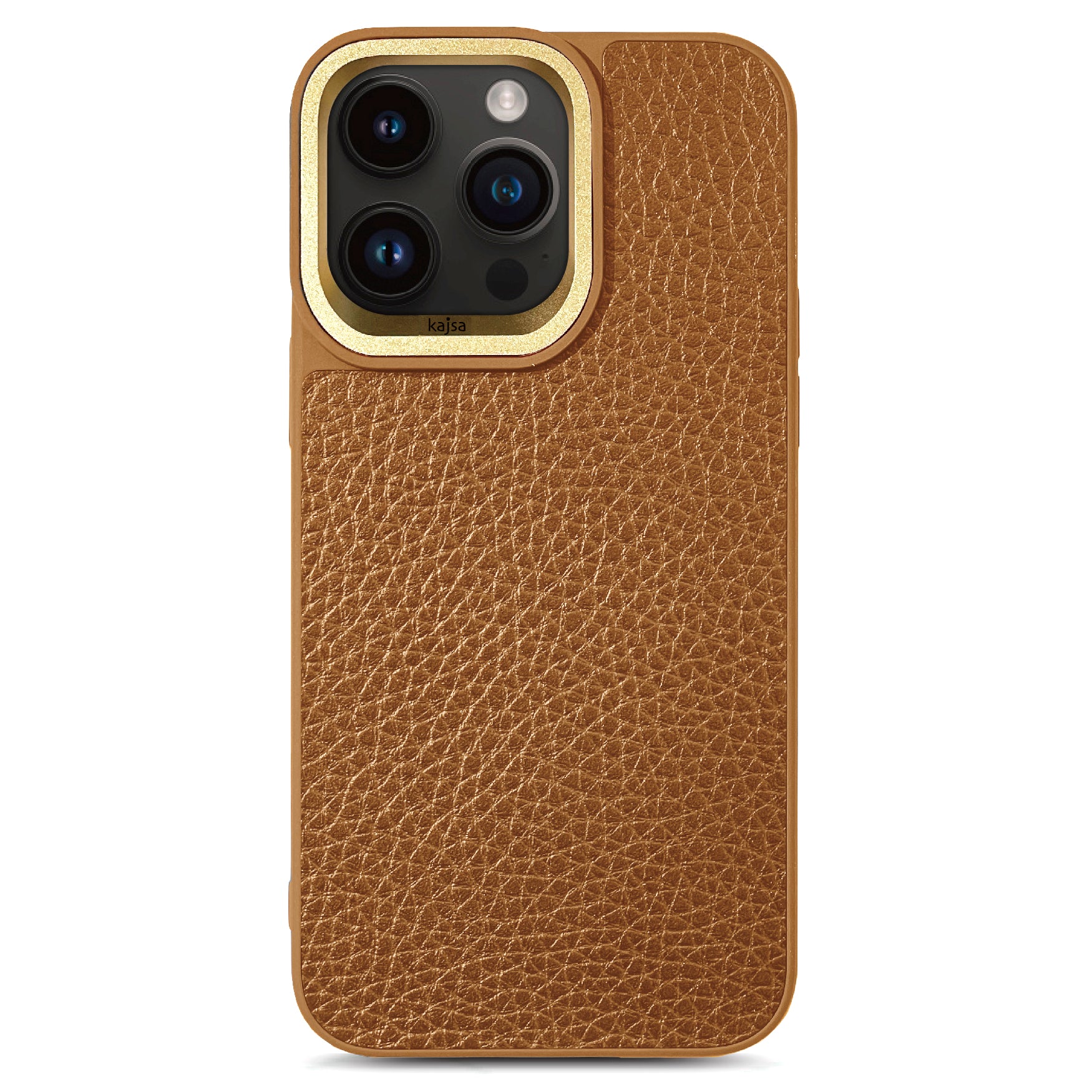 Genuine Leather Togo Litchi Pattern Back Case for iPhone 15