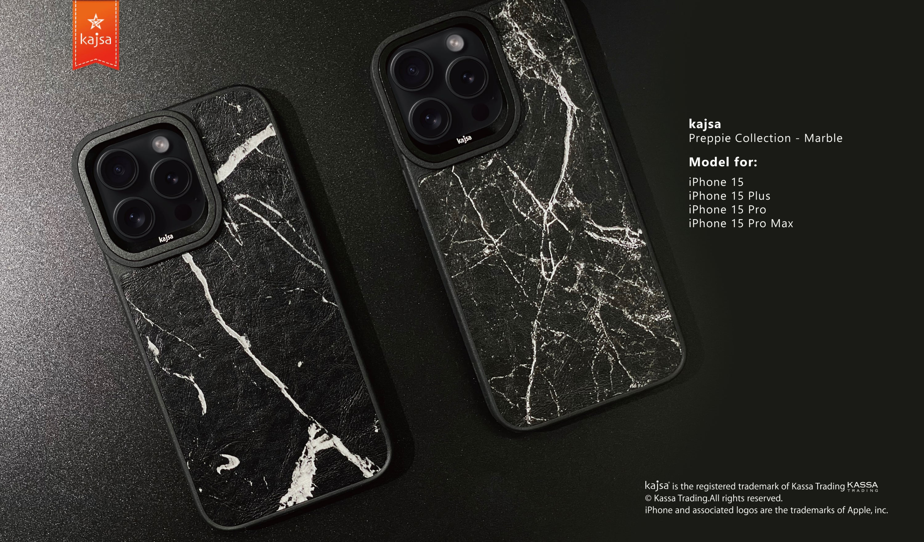 Preppie Collection - Marble PU Back Case for iPhone 15