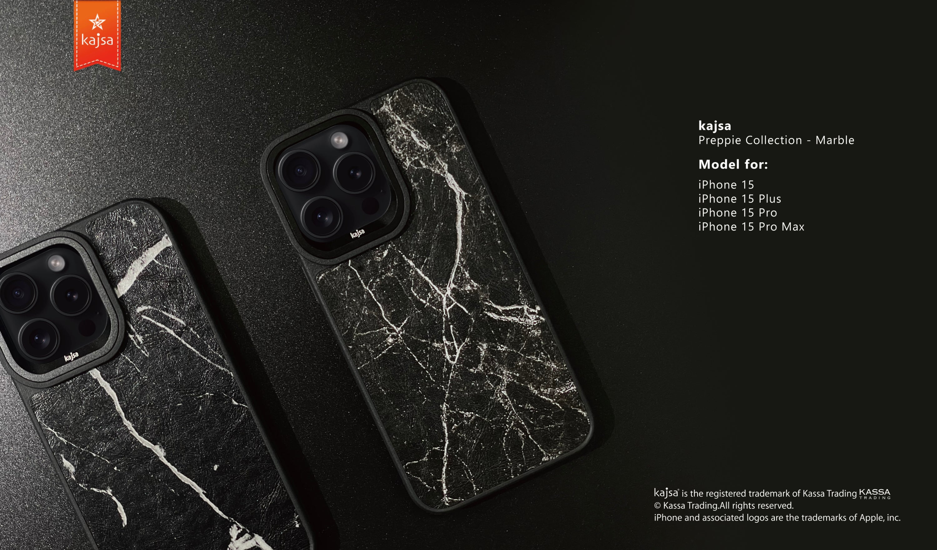 Preppie Collection - Marble PU Back Case for iPhone 15