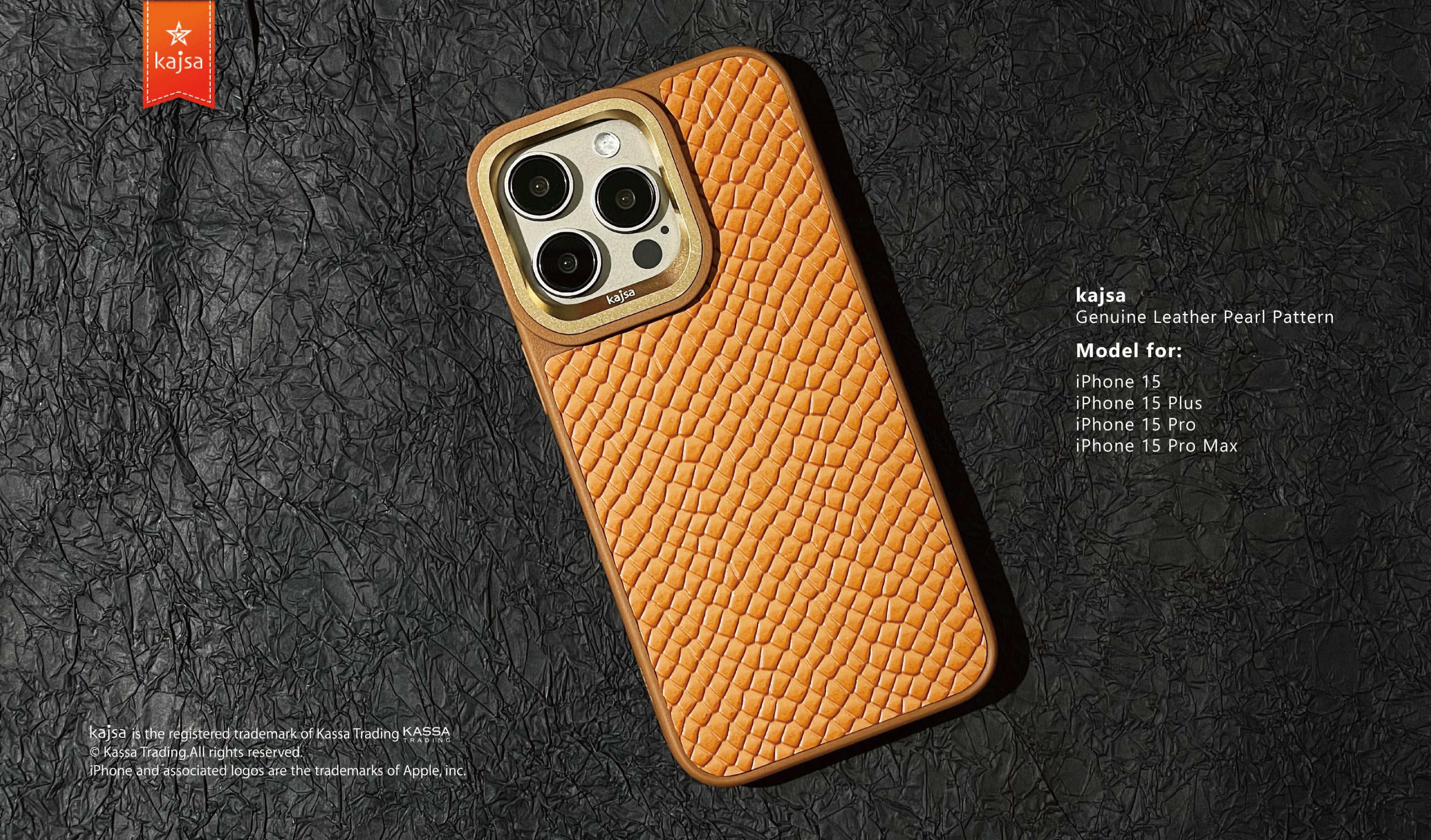 Genuine Leather Pearl Pattern Back Case for iPhone 15