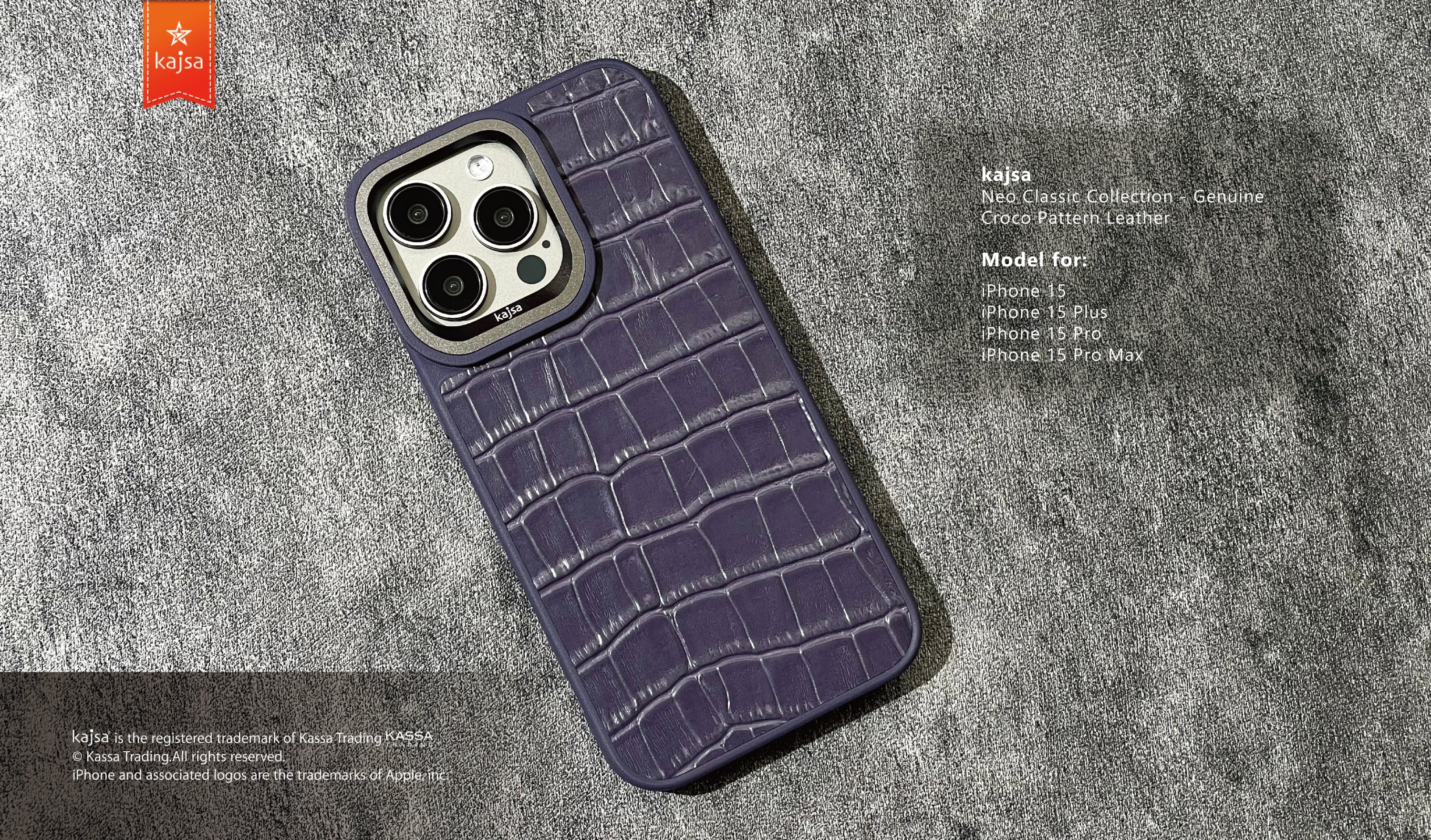 Neo Classic Collection - Genuine Croco Pattern Leather Back Case for iPhone 15