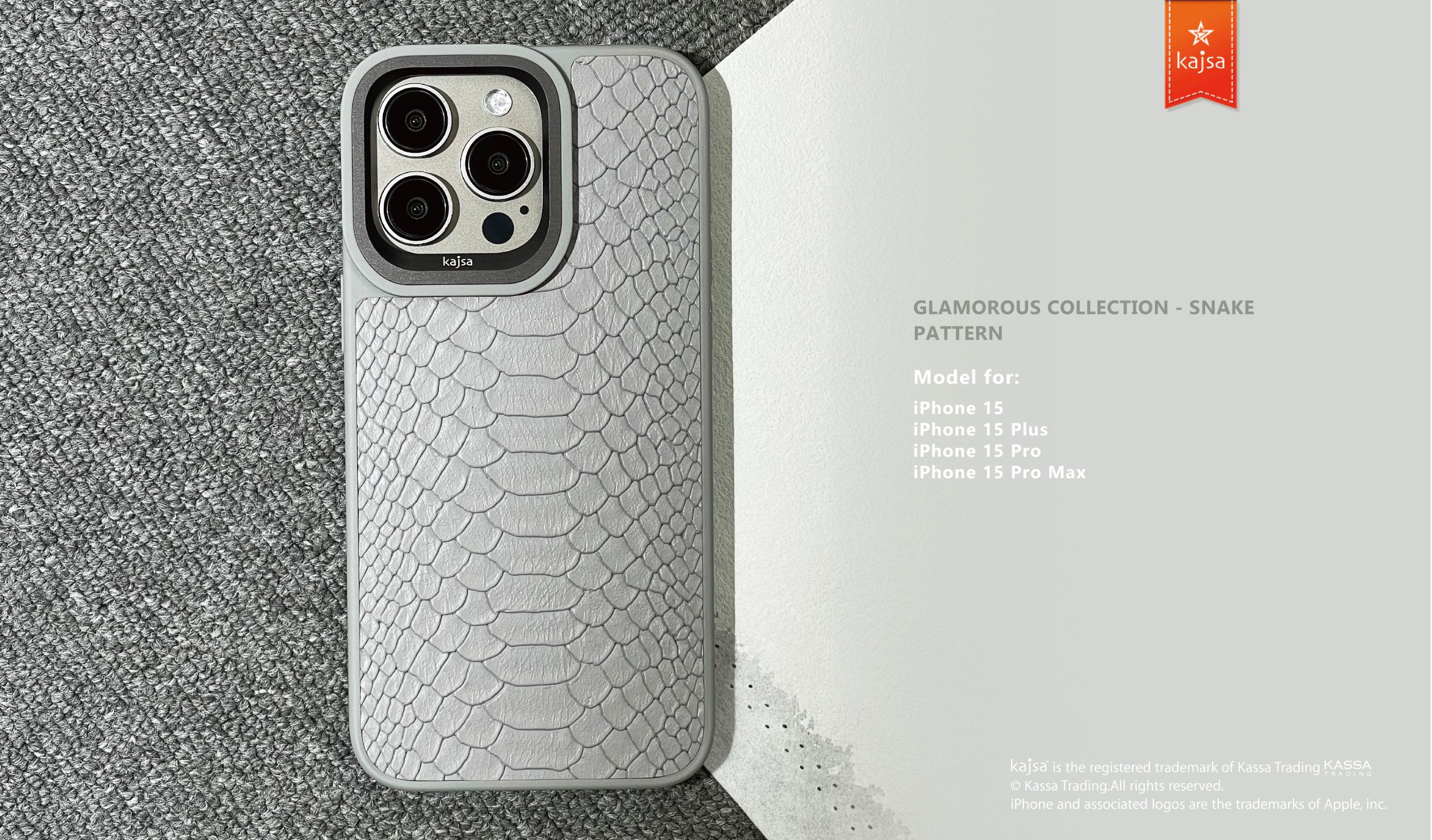 Glamorous Collection - Snake Pattern Back Case for iPhone 15