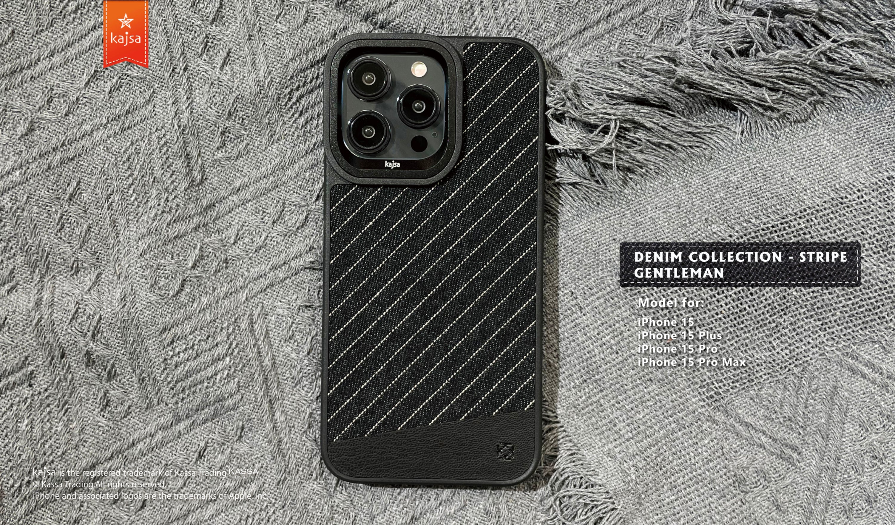 Denim Collection - Stripe Gentleman Back Case for iPhone 15