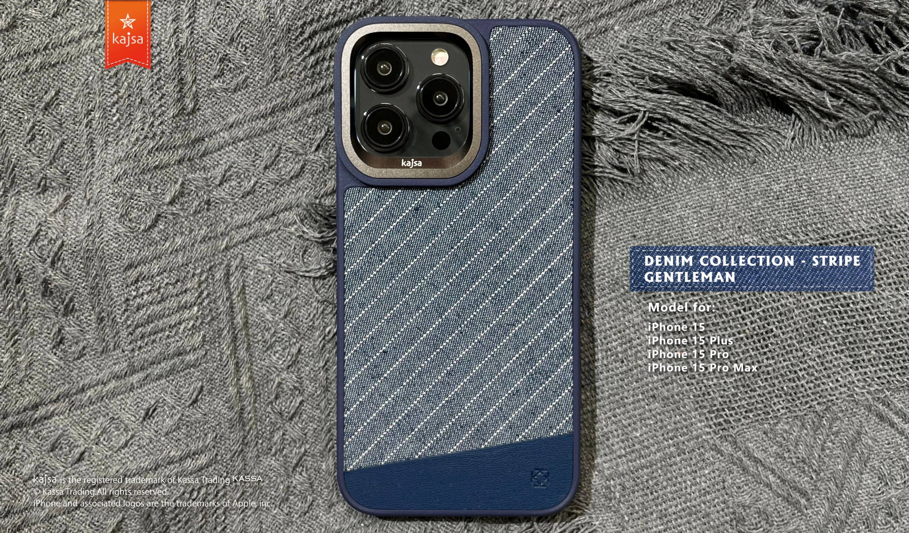 Denim Collection - Stripe Gentleman Back Case for iPhone 15