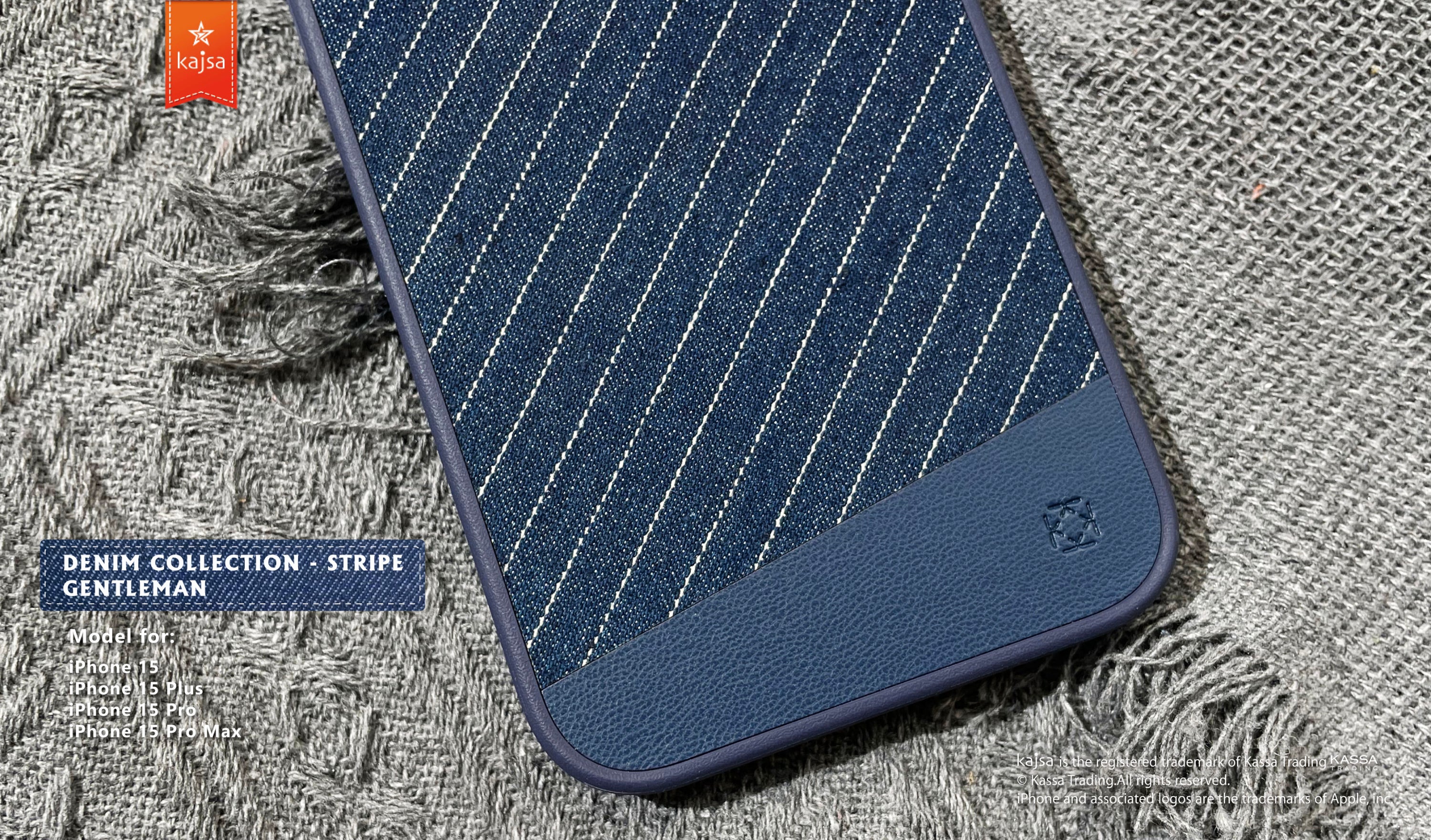 Denim Collection - Stripe Gentleman Back Case for iPhone 15