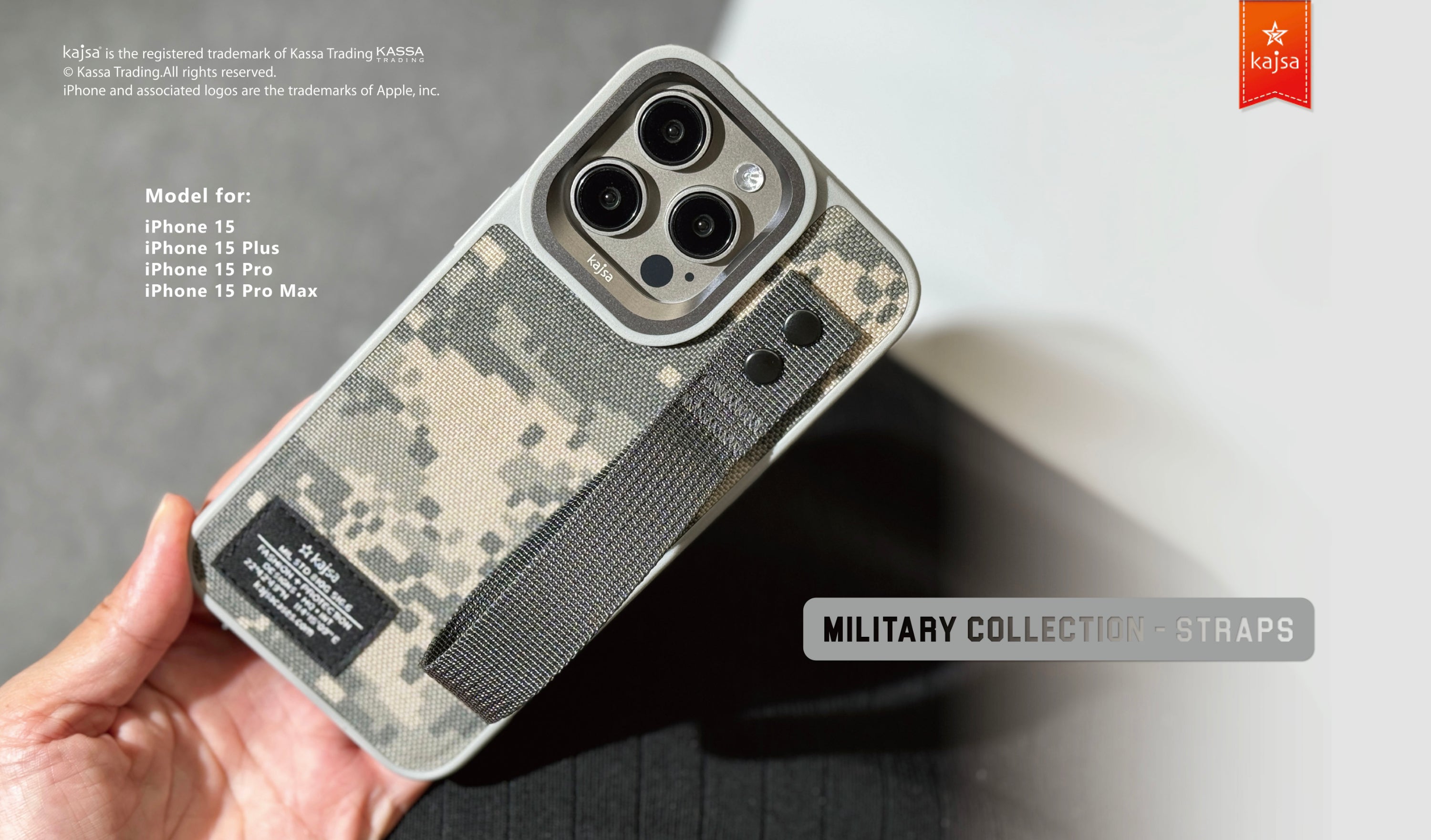 Military Collection - Straps Back Case for iPhone 15