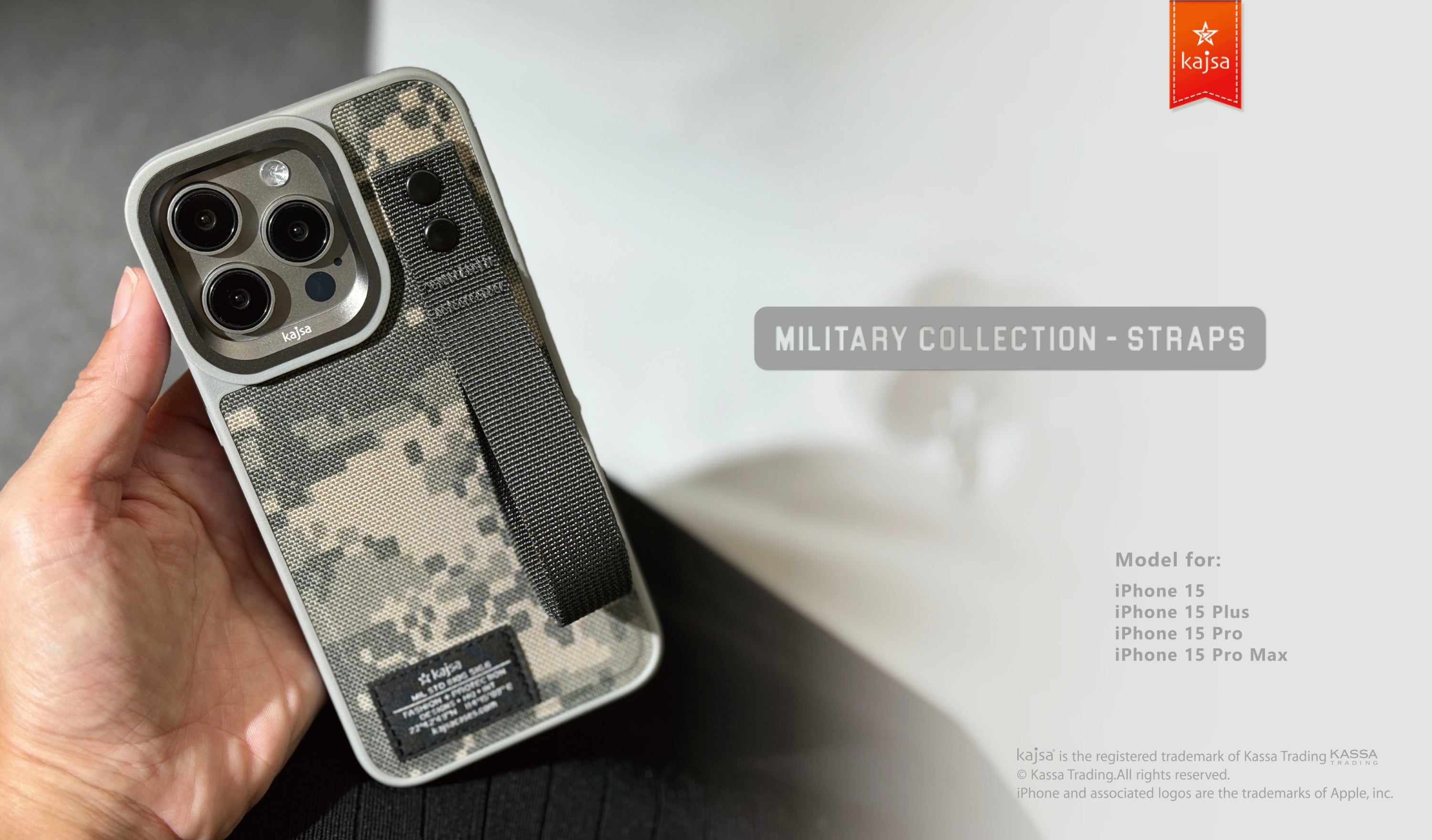 Military Collection - Straps Back Case for iPhone 15