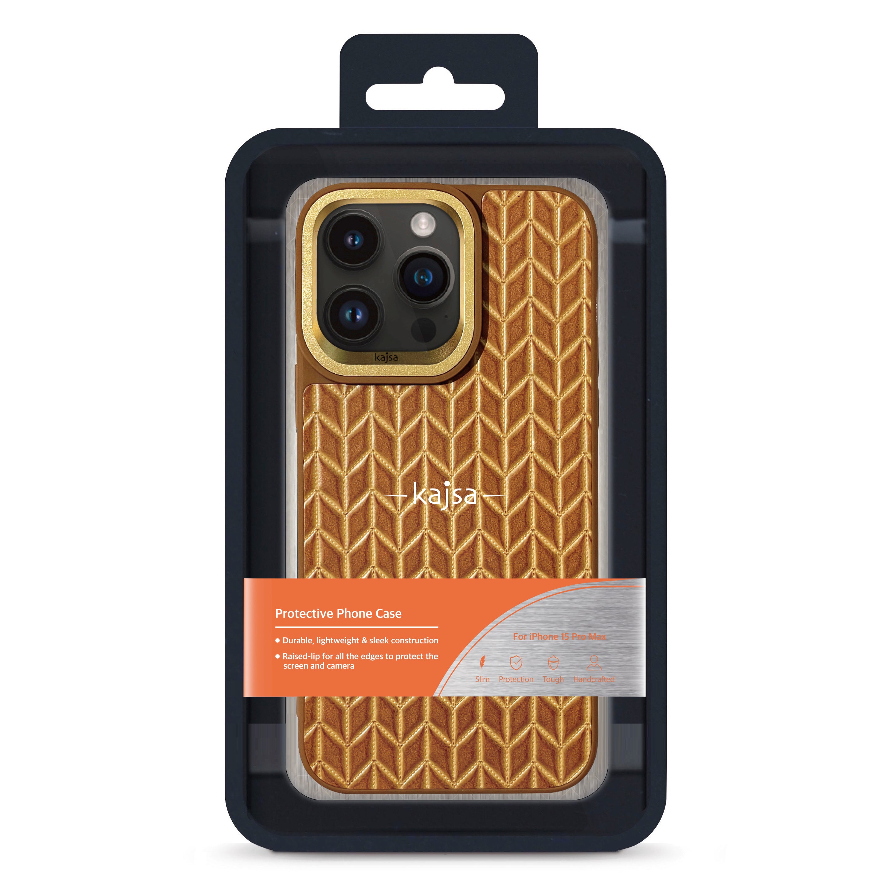 Genuine Leather Wheat Pattern Back Case for iPhone 15