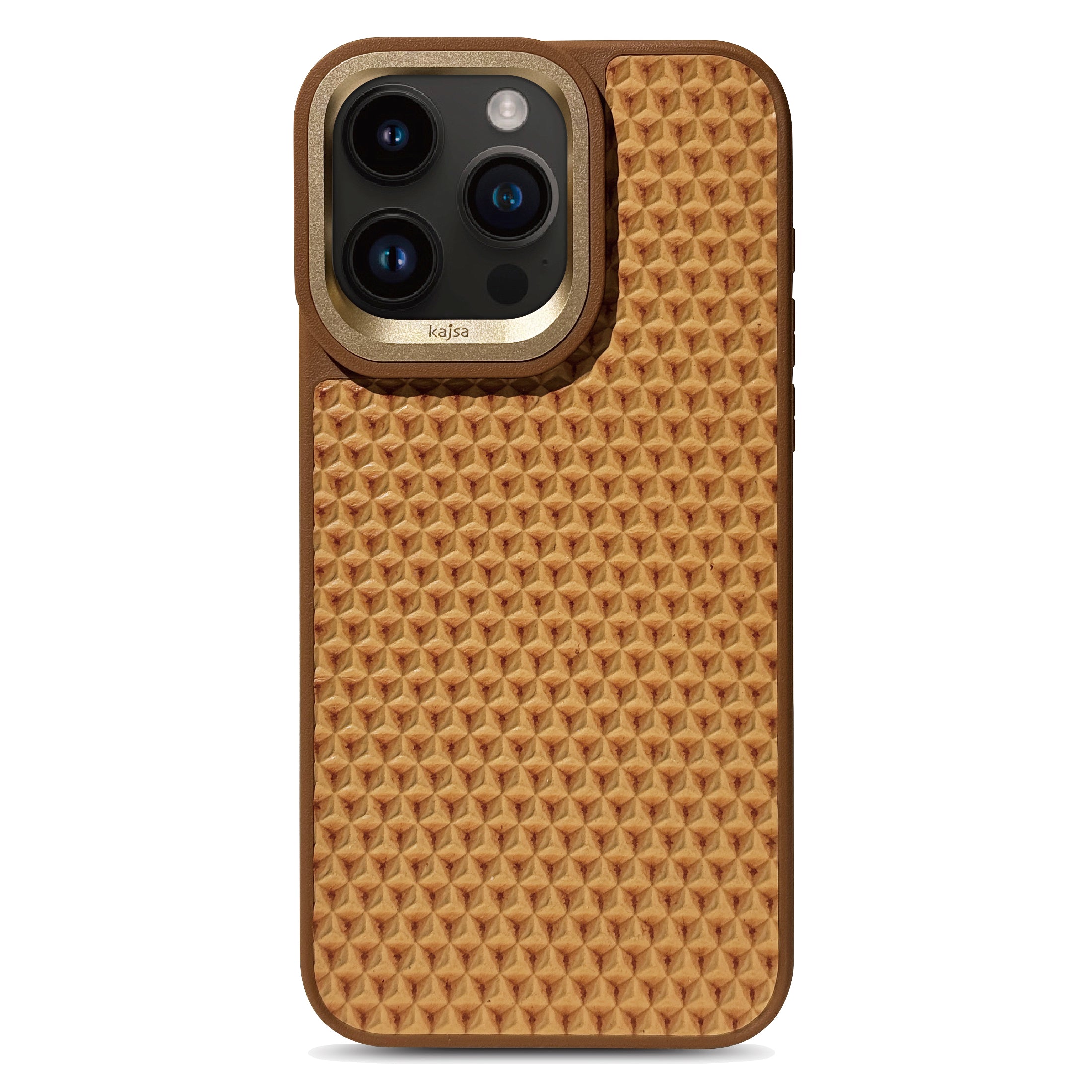 Genuine Leather Cuboid Pattern Back Case for iPhone 15