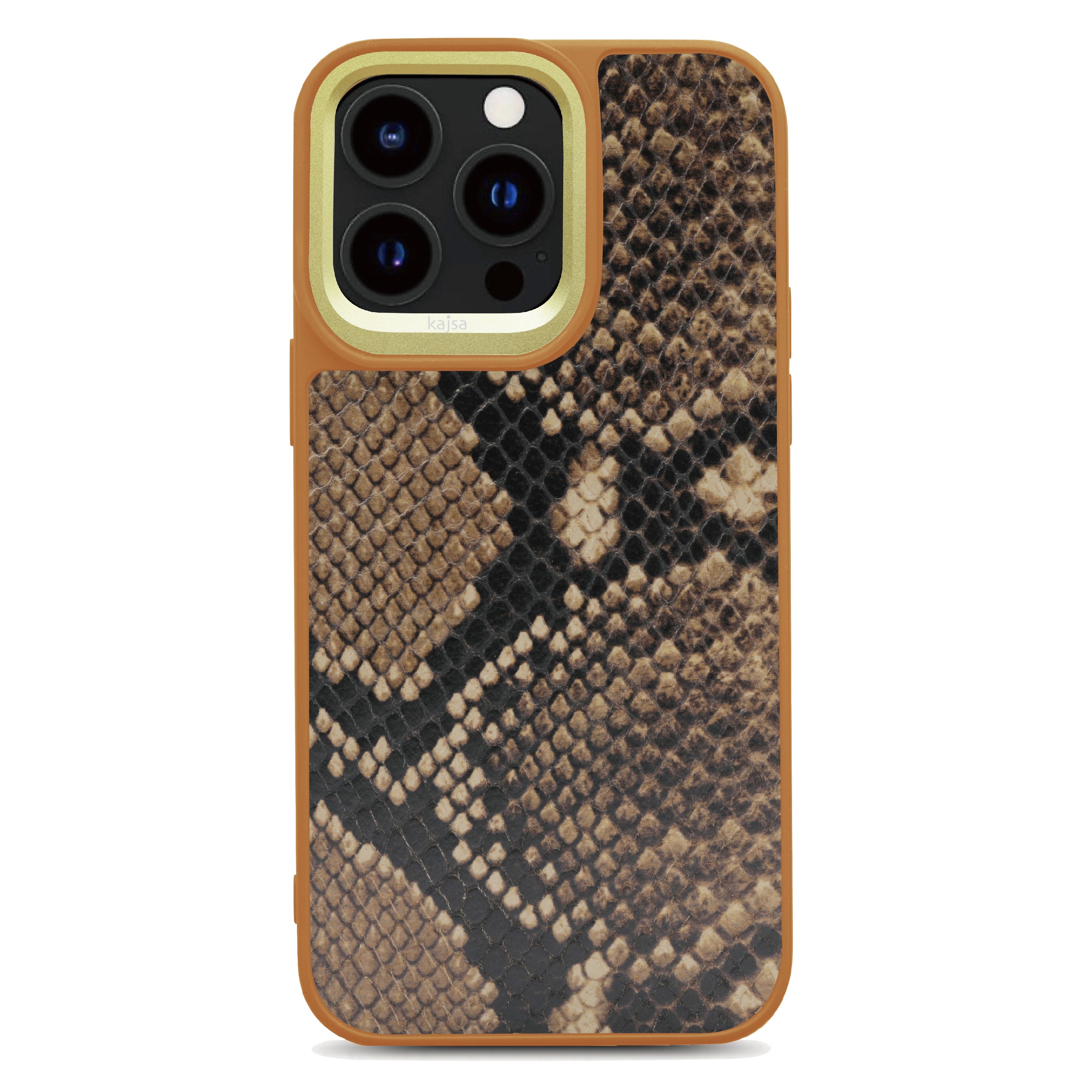 Glamorous Collection - Genuine Leather Snake Pattern Back Case for iPhone 15