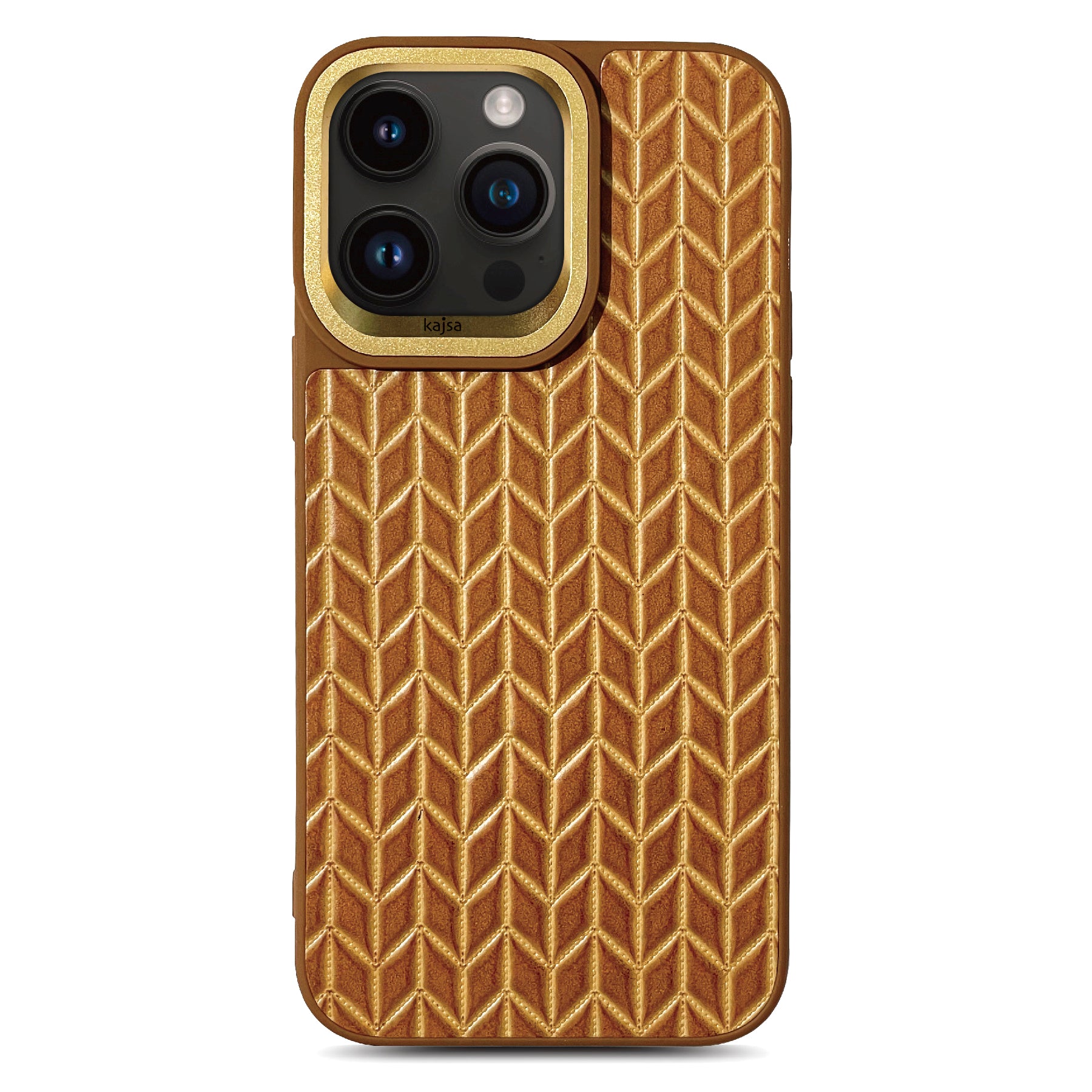 Genuine Leather Wheat Pattern Back Case for iPhone 15