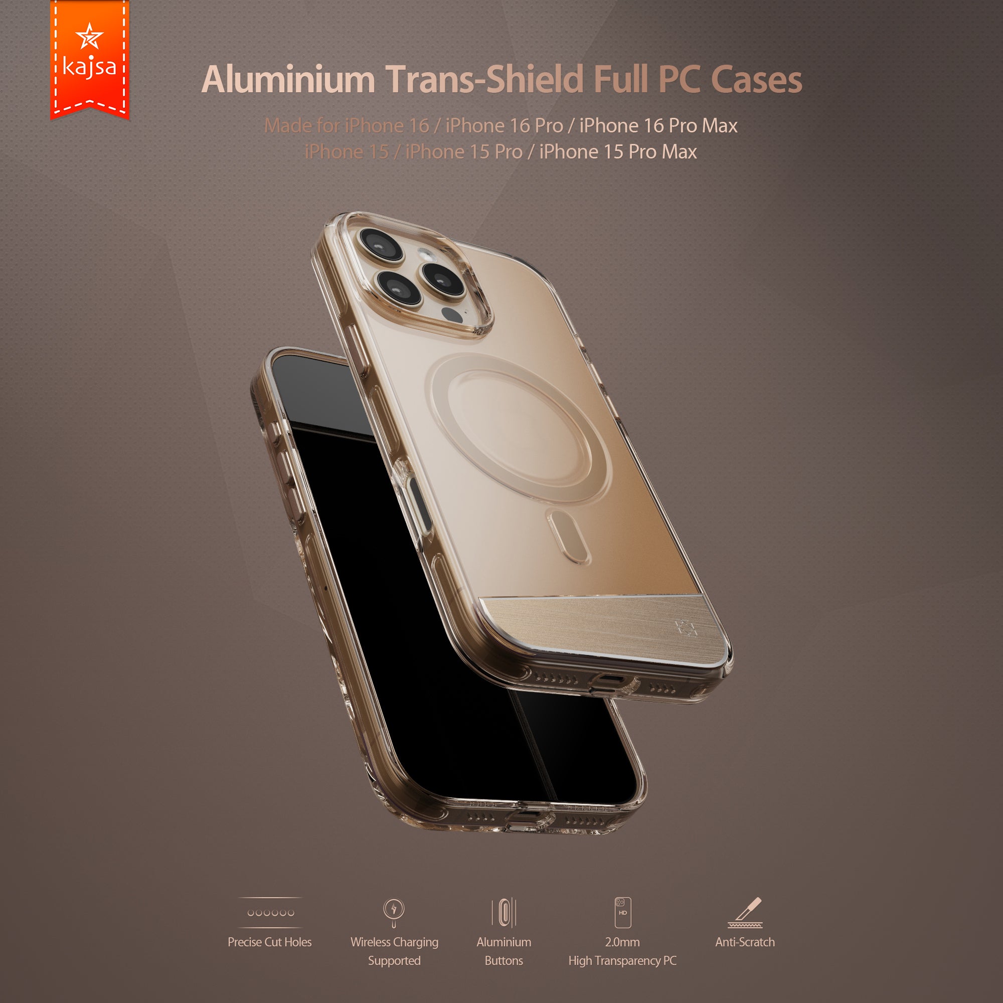 Trans-Shield Collection - Aluminium Full PC Back Case for iPhone 16 (MagSafe Compatible)