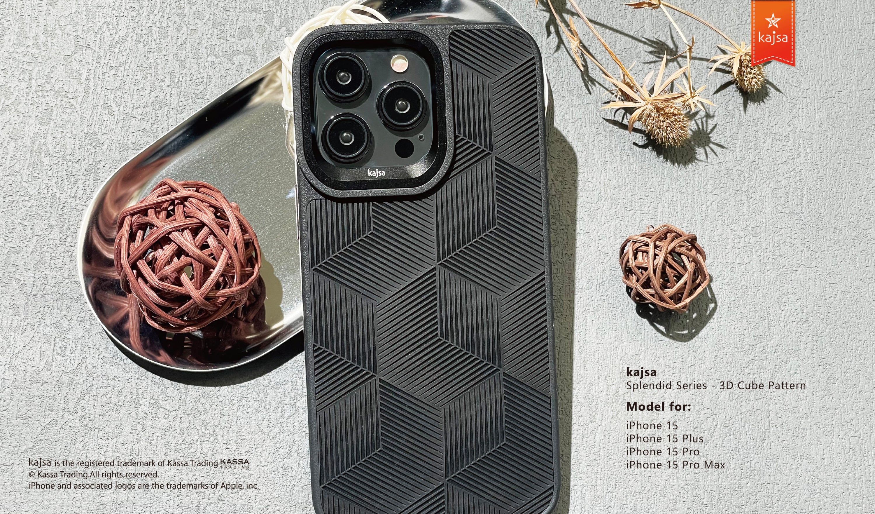 Splendid Series Collection - 3D Cube Pattern Back Case for iPhone 15