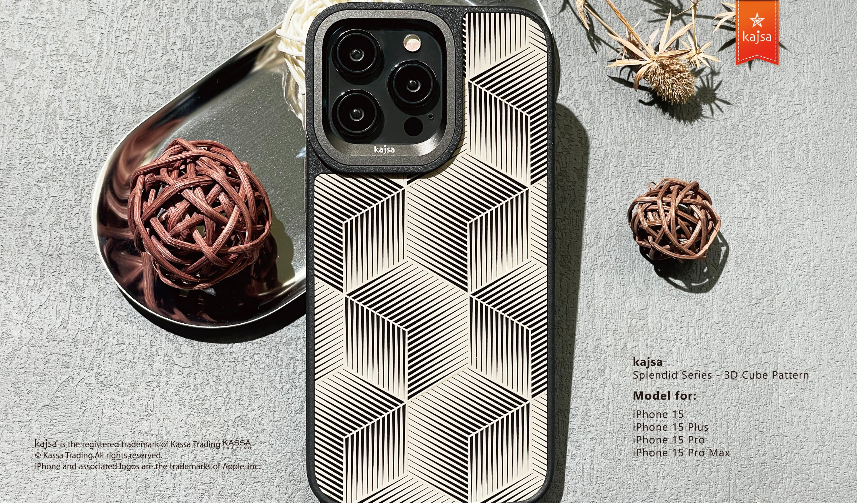 Splendid Series Collection - 3D Cube Pattern Back Case for iPhone 15