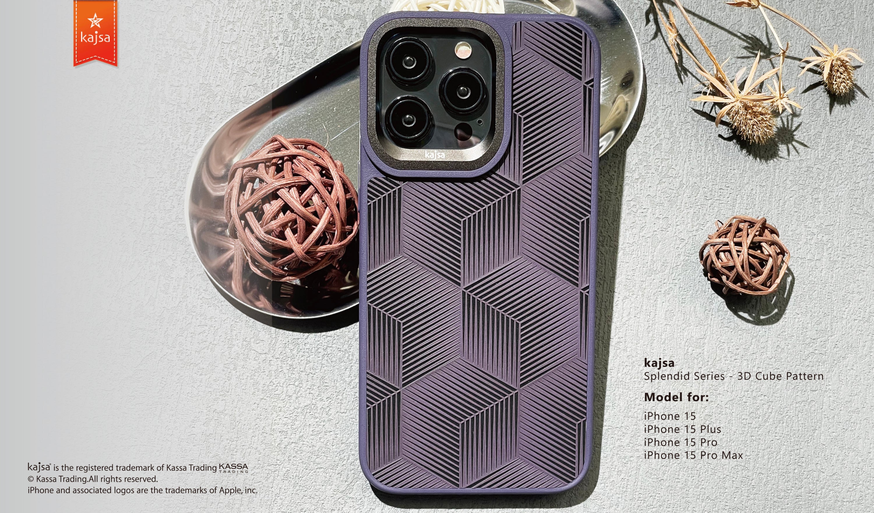 Splendid Series Collection - 3D Cube Pattern Back Case for iPhone 15