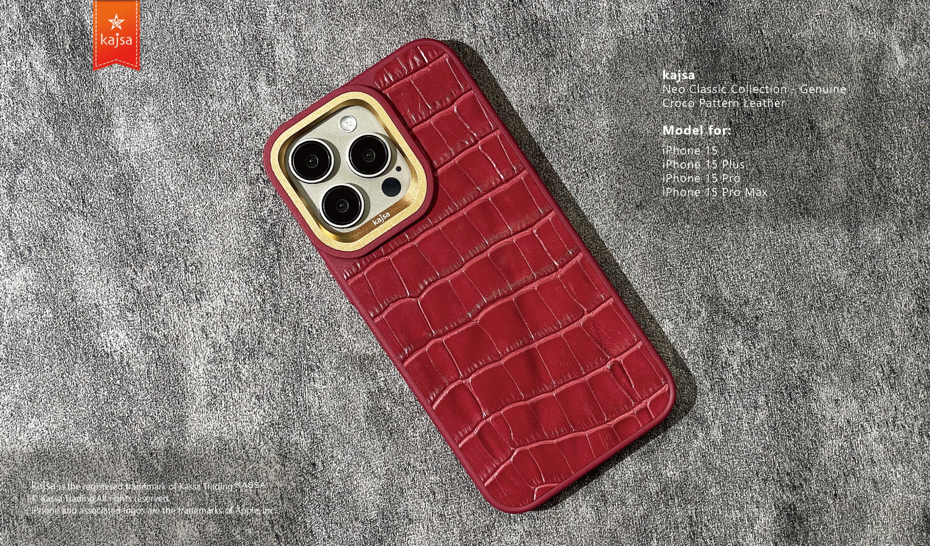 Neo Classic Collection - Genuine Croco Pattern Leather Back Case for iPhone 15