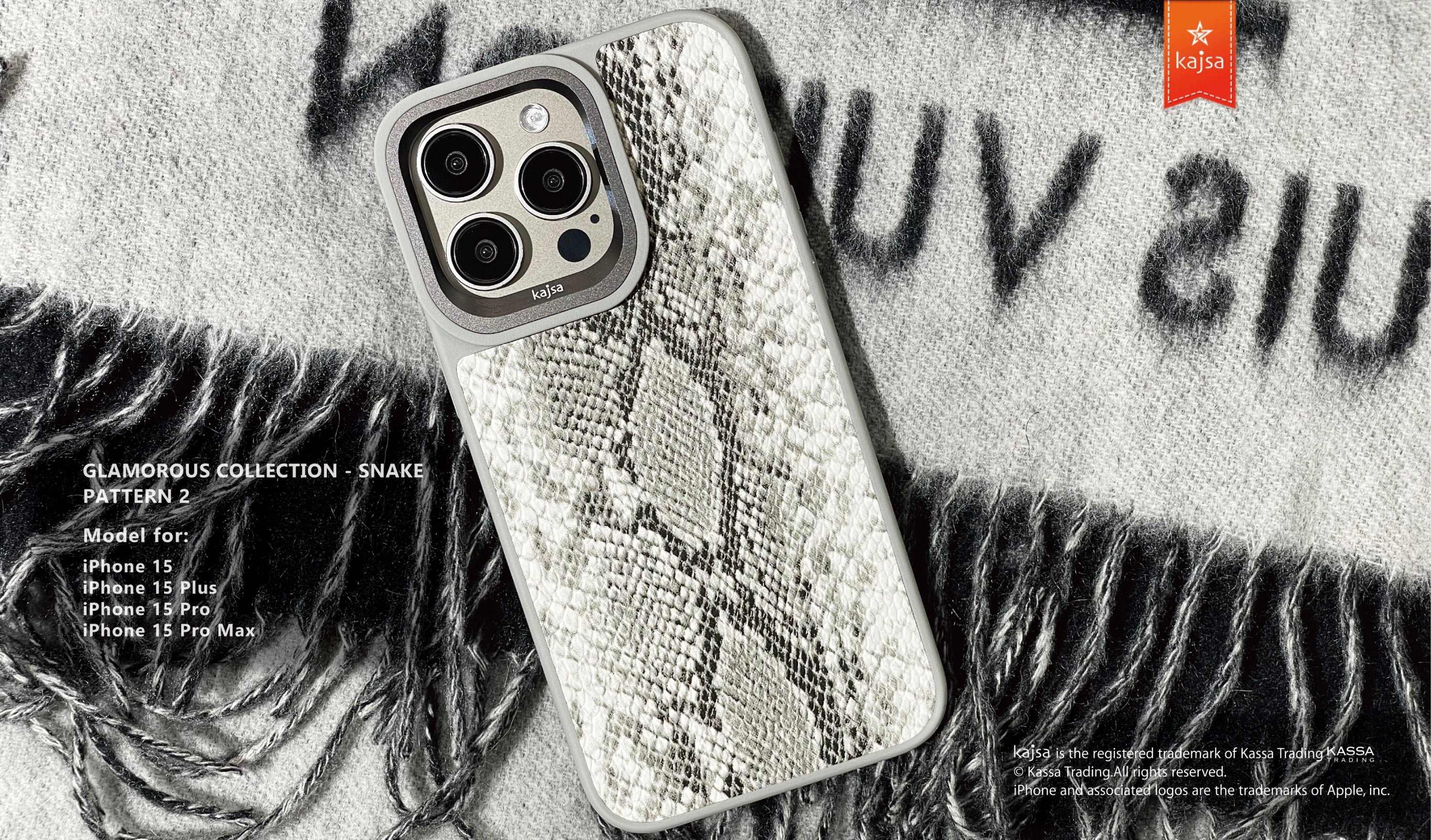 Glamorous Collection - Snake Pattern 2 Back Case for iPhone 15