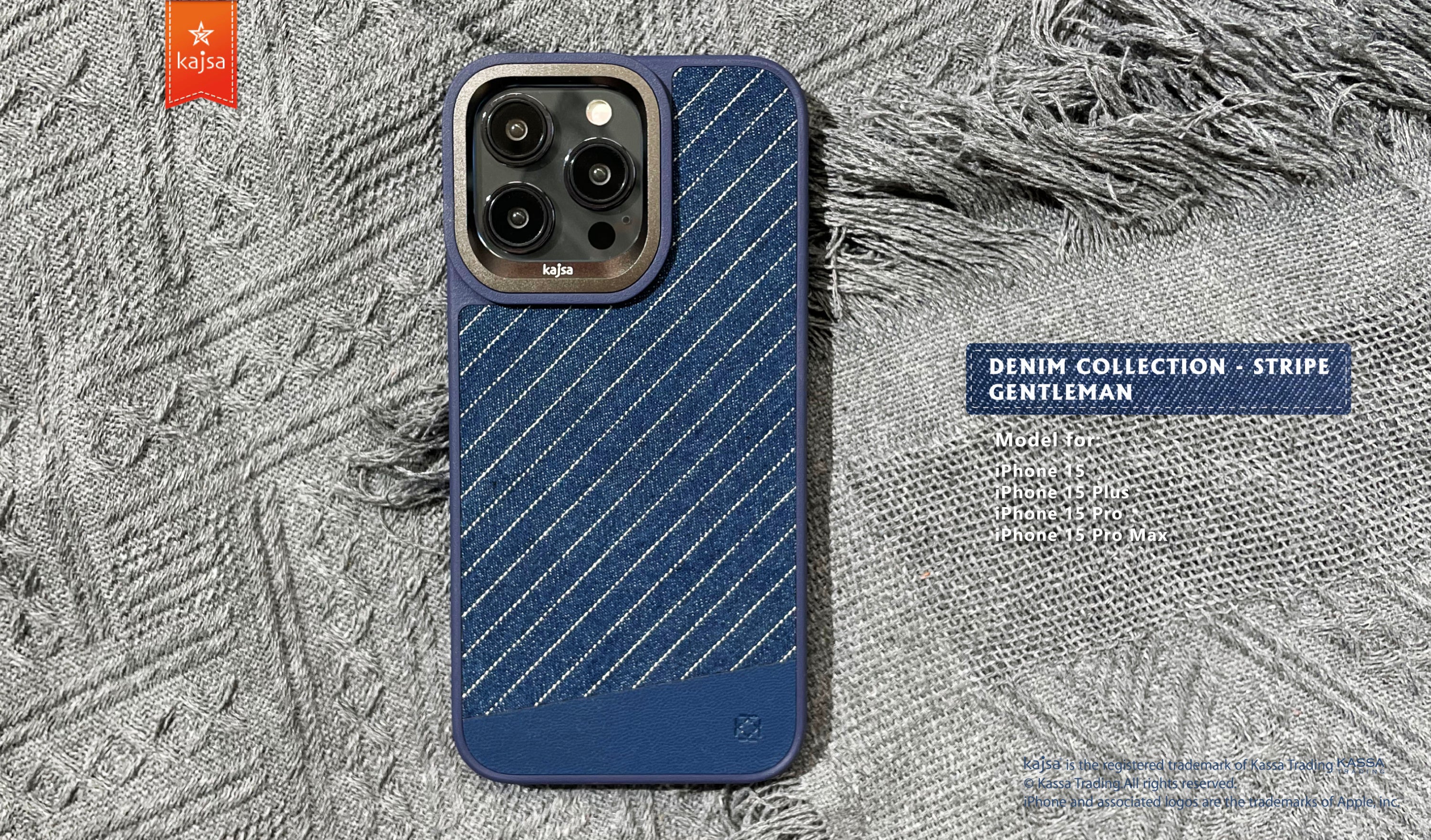 Denim Collection - Stripe Gentleman Back Case for iPhone 15