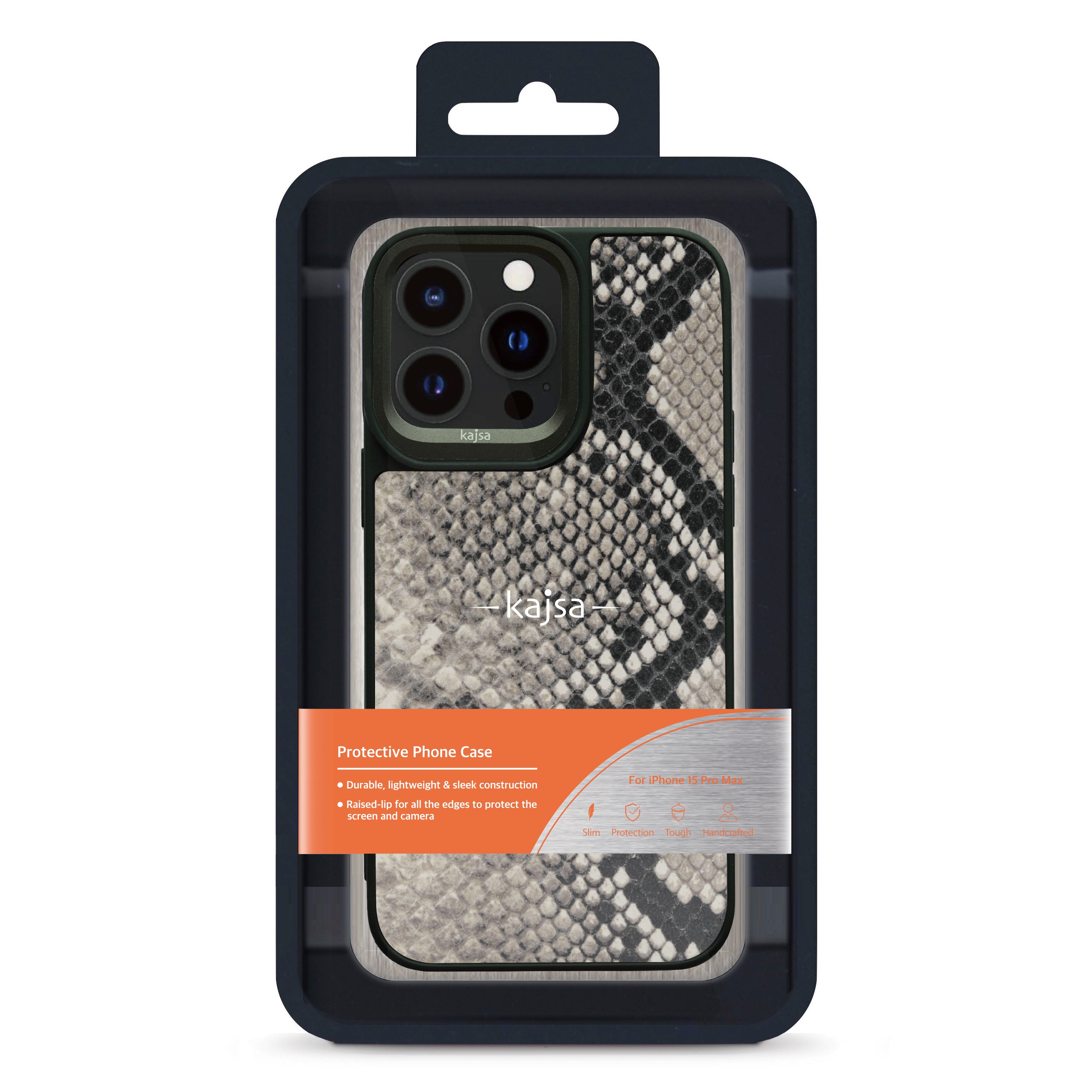 Glamorous Collection - Genuine Leather Snake Pattern Back Case for iPhone 15