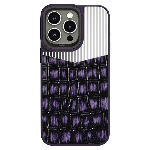 Glamorous Collection - Metallic Croco Back Case for iPhone 14